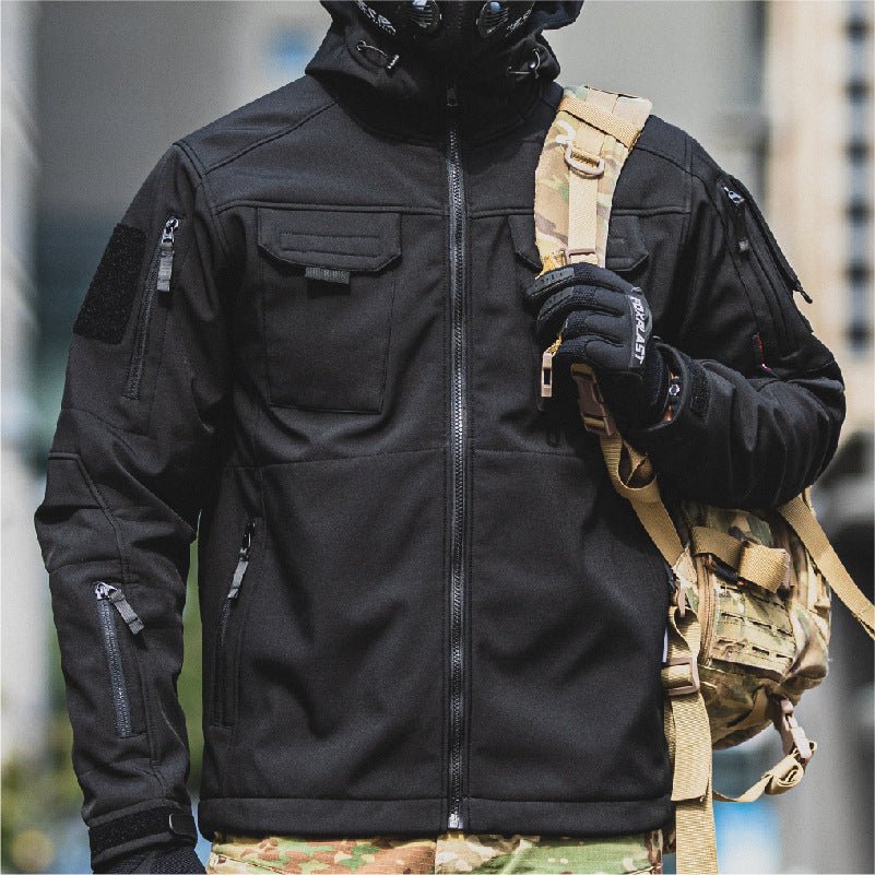 Varon | 5 in 1 Tactical Jacket for Men - Softshell Waterproof All Terrain Slim Regular Fit-Tactical Jackets-Black-S-Camoufit