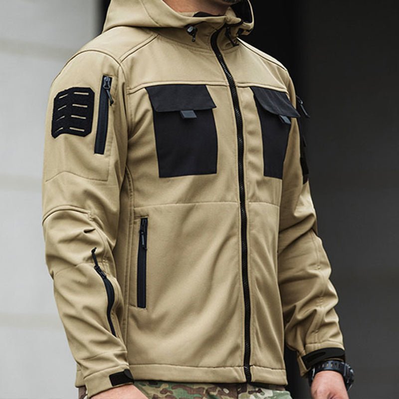 Varon | 5 in 1 Tactical Jacket for Men - Softshell Waterproof All Terrain Slim Regular Fit-Tactical Jackets-Black-S-Camoufit