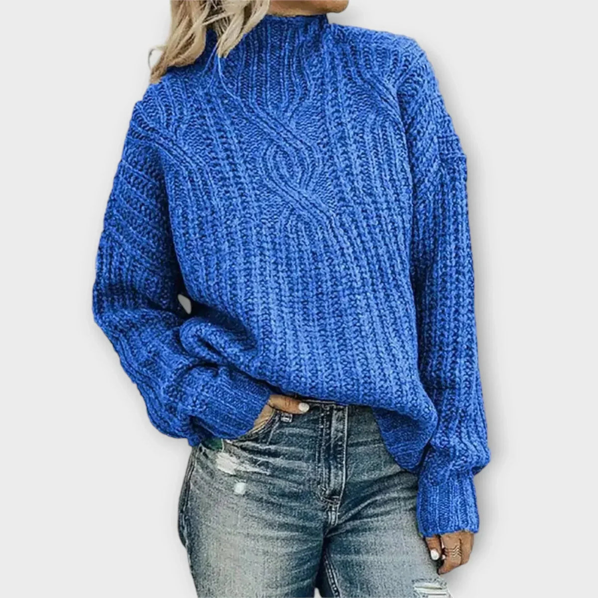 Parsha | Women's Cable Knit Sweater - Long Sleeve Textured Pullover with Ribbed Trim