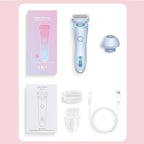 Cordless electric shaver kit with foil head, trimmer guard, combs and charging cable