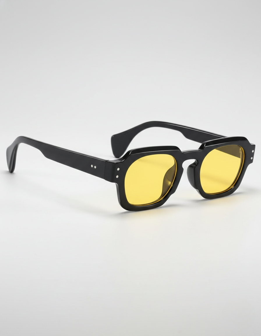 Casen | Polygonal Sunglasses for Men - Translucent Frame Tinted Lens Regular Outdoor Fit-Men's Sunglasses-Yellow-Camoufit