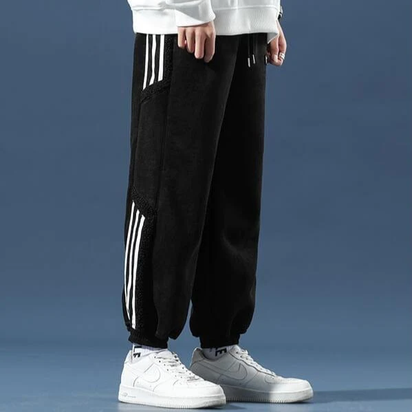Marmari | Warm Sherpa Joggers with Sporty Side Stripes