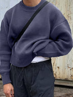 Mane | Men's Long Sleeve Crew Neck Ribbed Knit Sweater