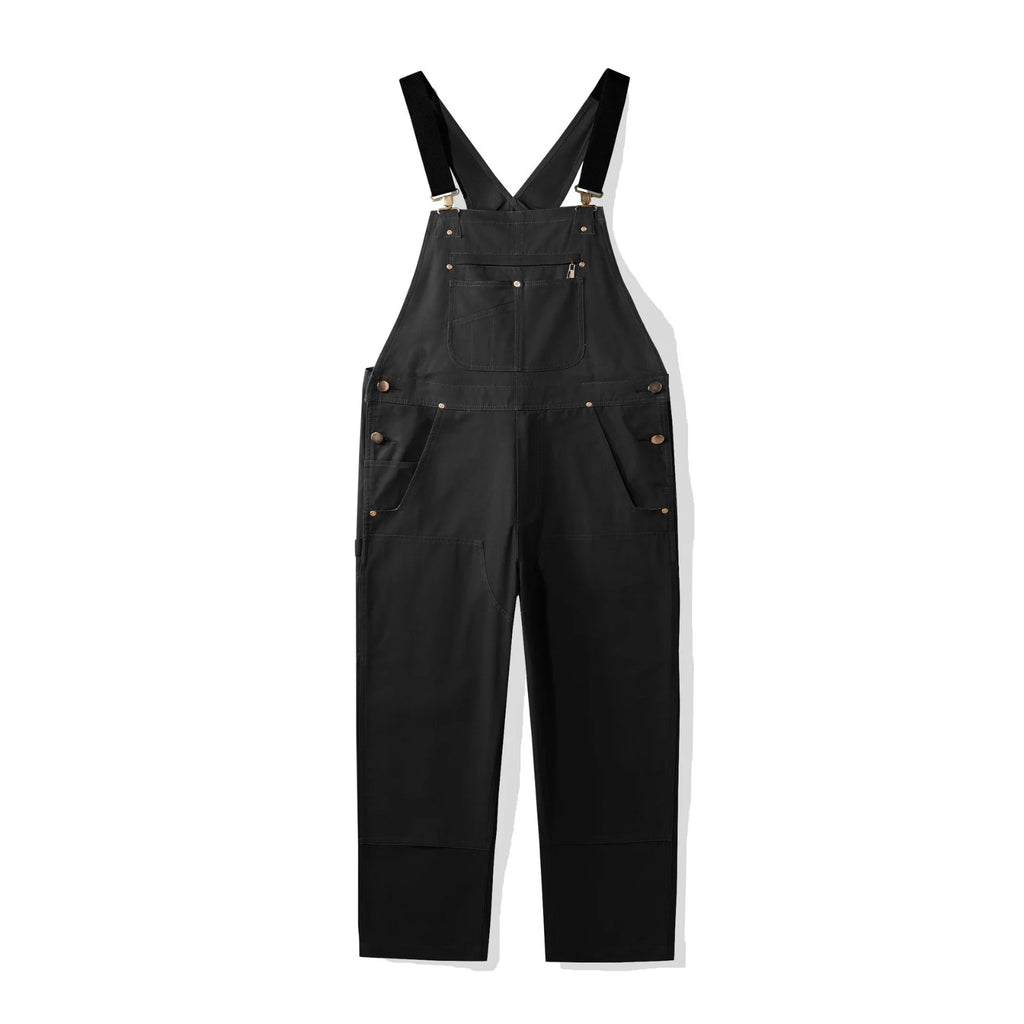 Caldor | Men's Duck Bib Overalls Canvas Workwear Dungarees with Adjustable Suspenders Straight Leg-Jumpsuits & Overalls-Black-S-