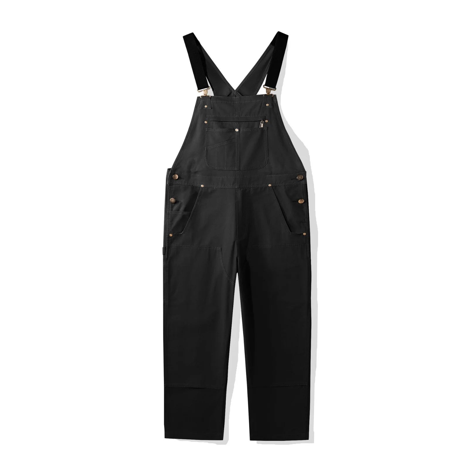Caldor | Men's Duck Bib Overalls Canvas Workwear Dungarees with Adjustable Suspenders Straight Leg-Jumpsuits & Overalls-Black-S-