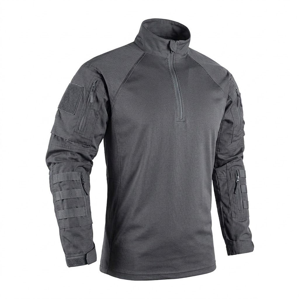 Ventor | Tactical Combat Shirt for Men - Long Sleeve Half Zip Outdoor Fit-Tactical Top-Grey-S-Camoufit