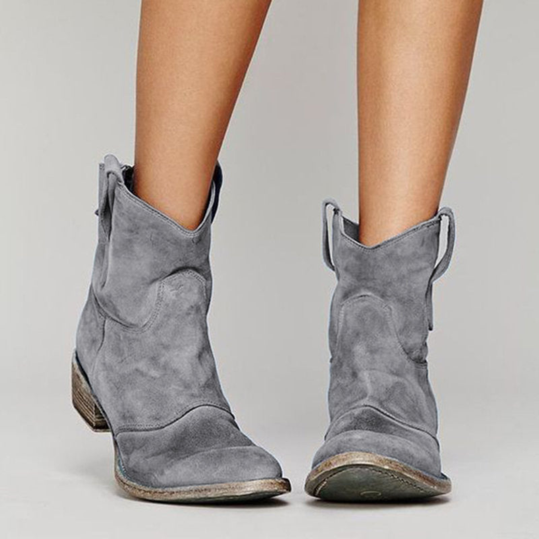 Inspire | Women's Low Heel Slip-On Ankle Boots - Comfortable Casual Booties