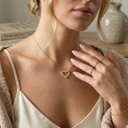 Vireya | Open Heart Necklace for Women - Sparkling Pendant Delicate Chain Elegant Fit-Necklaces-Gold-Camoufit