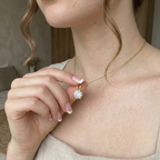 Rosélune | Halo Pendant Necklace for Women - Round Cut Stone Delicate Minimalist Elegant Fit-Necklaces-Gold-Camoufit