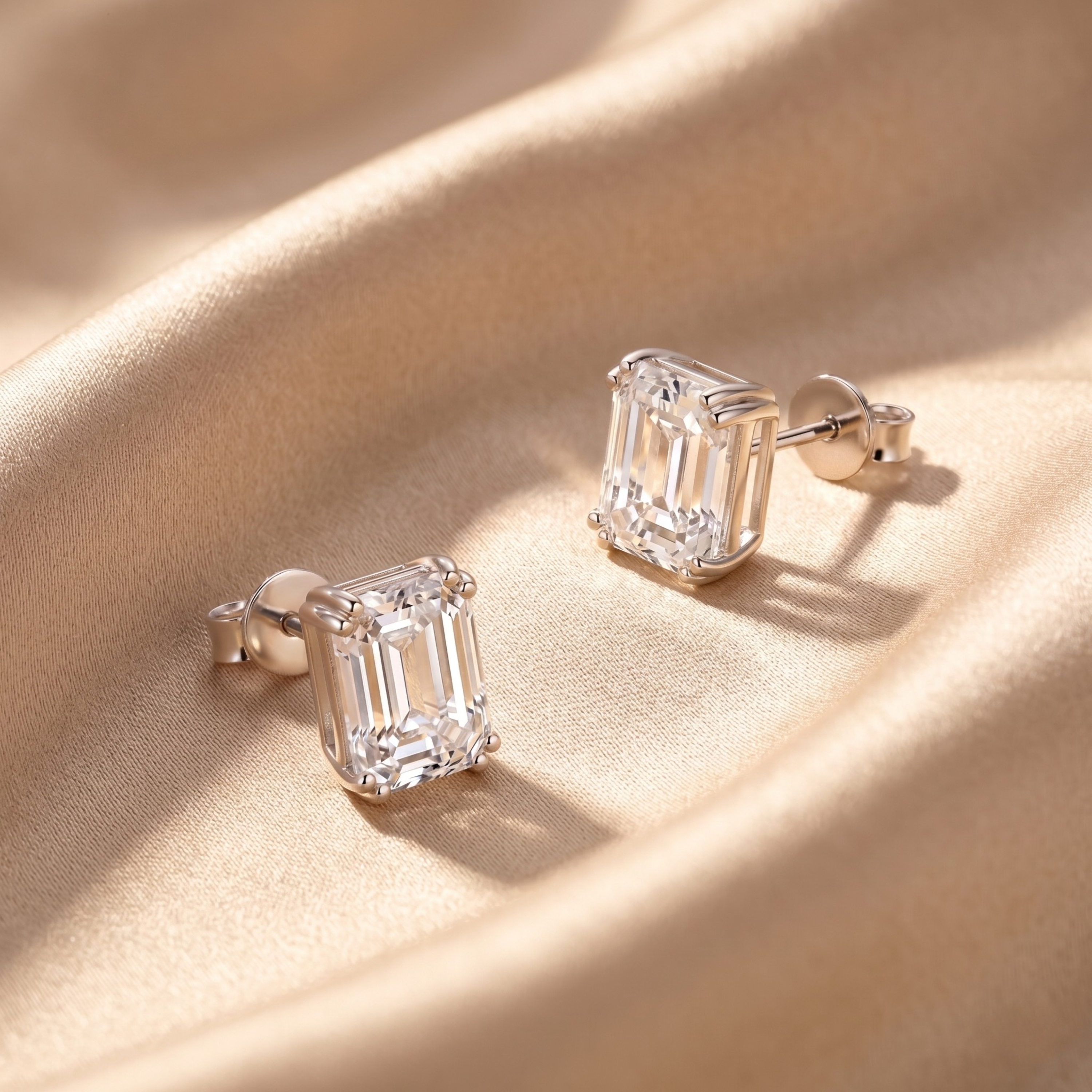 Alviera | Emerald Stud Earrings for Women - Timeless Sparkling Delicate Elegant Fit-Earrings-Silver-Camoufit