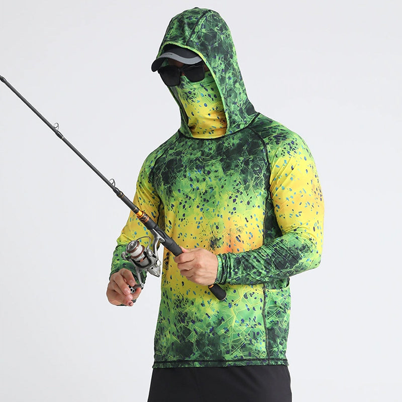 Alvaro | Fishing Shirt for Men - UPF 50 Quick Dry Long Sleeve Lightweight Stretch Outdoor Fit-Tactical Top-Green-M-Camoufit
