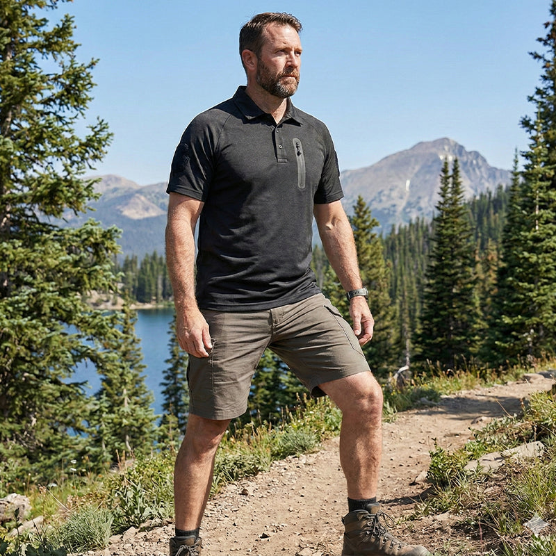 Deloro | Battle Top 3 Pack for Men - Short Sleeve Quick Dry Fit-Tactical Top-Black-S-Camoufit