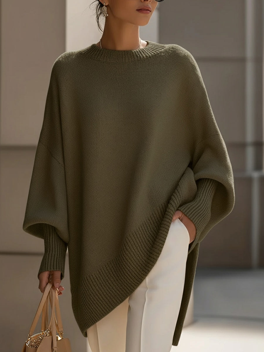 Sephira | Women's Sweater | Oversized Poncho Ribbed Trim