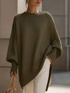 Sephira | Women's Sweater | Oversized Poncho Ribbed Trim