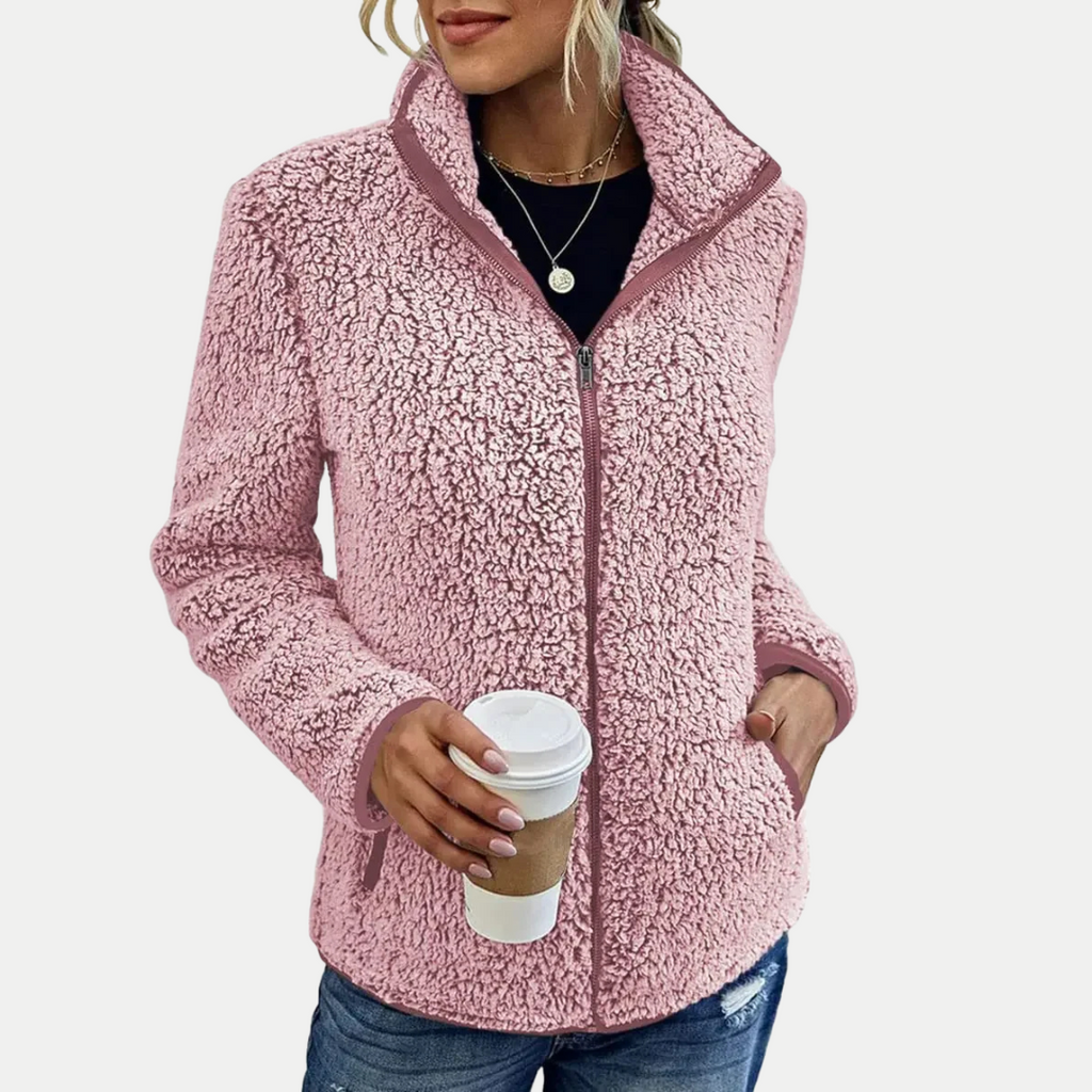 Solis | Women's Textured Fleece Jacket - Pattern Zip-Up Coat