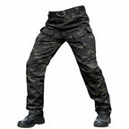 Casaro | Tactical Pants for Men - Dark Camo Waterproof Rip Stop 9 Pocket Cargo Straight Fit-Tactical Pants-28W/30L-Camoufit
