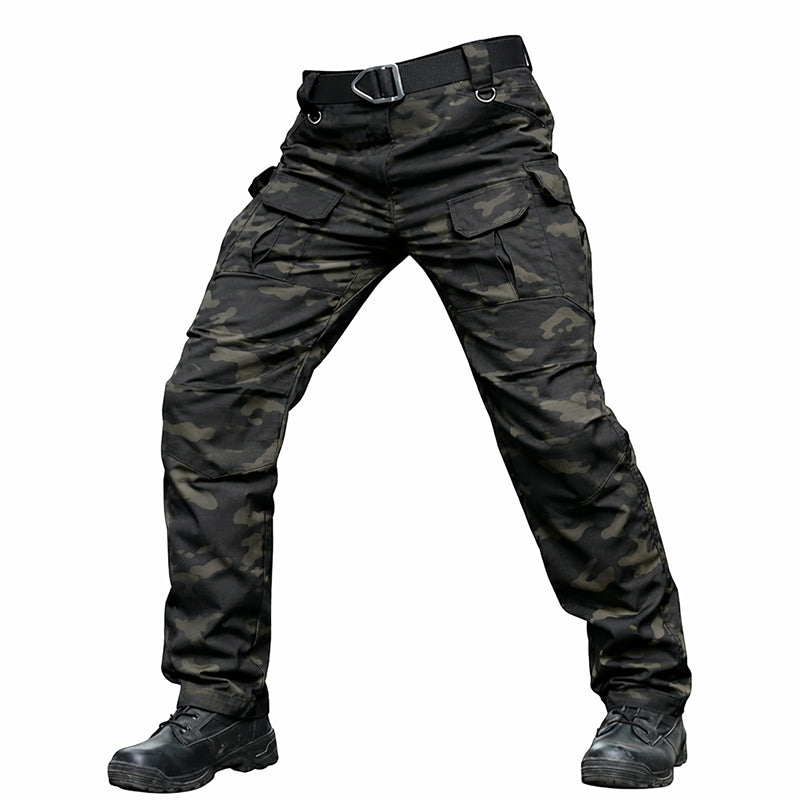 Casaro | Tactical Pants for Men - Dark Camo Waterproof Rip Stop 9 Pocket Cargo Straight Fit-Tactical Pants-28W/30L-Camoufit