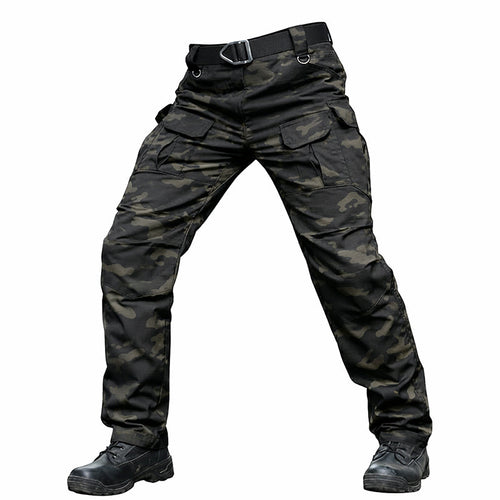 Casaro | Tactical Pants for Men - Dark Camo Waterproof Rip Stop 9 Pocket Cargo Straight Fit-Tactical Pants-28W/30L-Camoufit