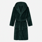 Men's Fleece Robe with Hood – Soft Two-Tone Hooded Bathrobe with Pockets & Belt, Machine Washable, S–3XL – Calico