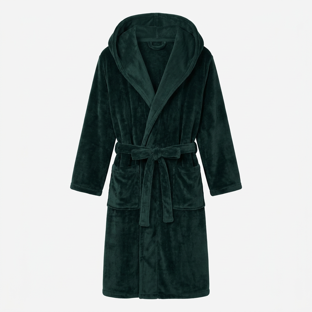 Men's Fleece Robe with Hood – Soft Two-Tone Hooded Bathrobe with Pockets & Belt, Machine Washable, S–3XL – Calico
