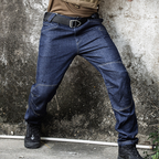 Norenzo | Tactical Jeans for Men - Cotton Blend Stretch 9 Pocket Straight Denim All Season Fit-Tactical Pants-Blue-28W/30L-Camoufit