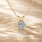 Rosélune | Halo Pendant Necklace for Women - Round Cut Stone Delicate Minimalist Elegant Fit-Necklaces-Gold-Camoufit