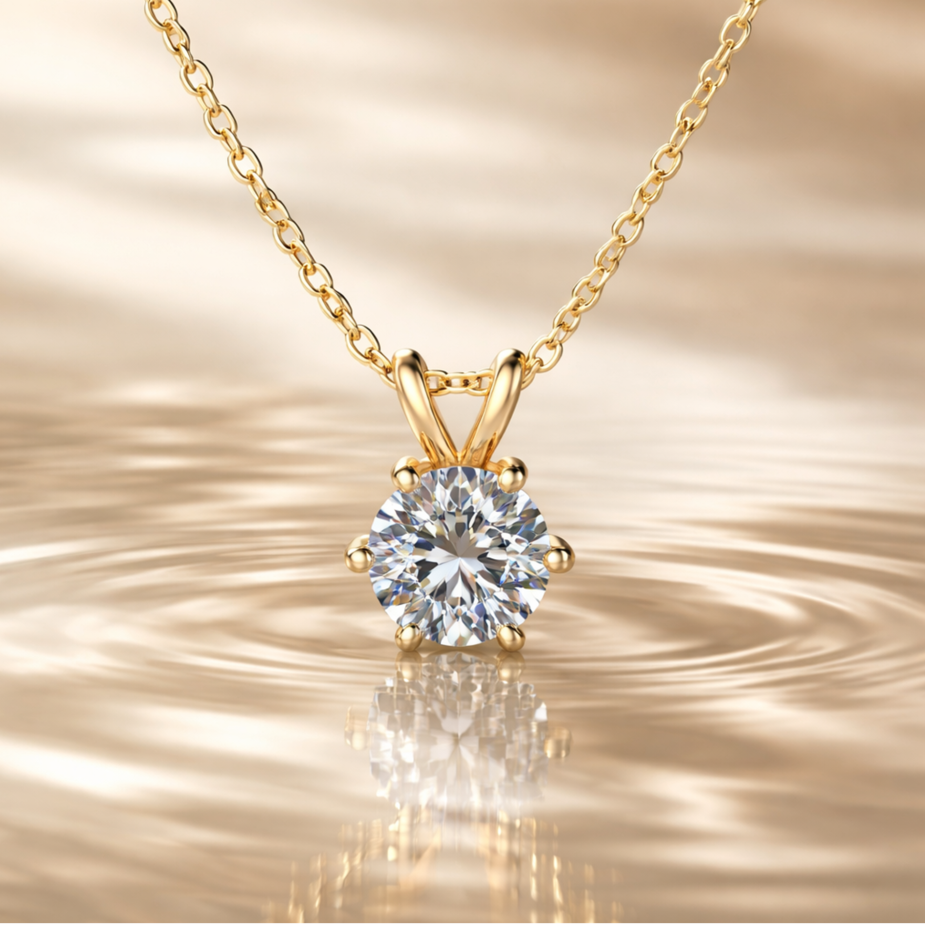 Rosélune | Halo Pendant Necklace for Women - Round Cut Stone Delicate Minimalist Elegant Fit-Necklaces-Gold-Camoufit