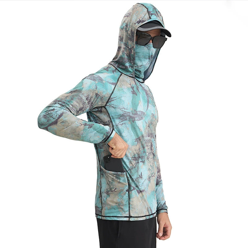 Alvaro | Fishing Shirt for Men - UPF 50 Quick Dry Long Sleeve Lightweight Stretch Outdoor Fit-Tactical Top-Ocean-M-Camoufit