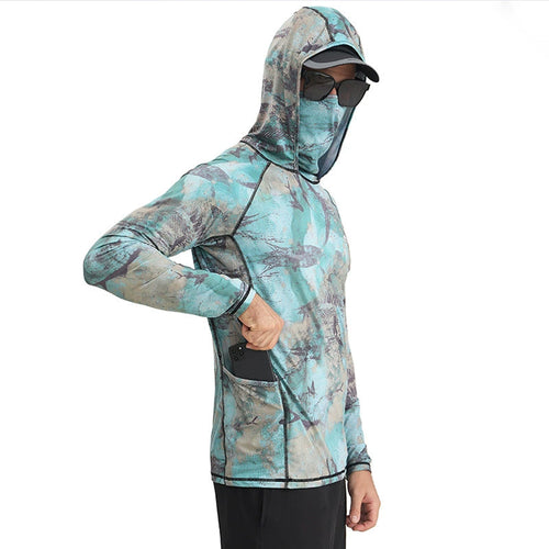 Alvaro | Fishing Shirt for Men - UPF 50 Quick Dry Long Sleeve Lightweight Stretch Outdoor Fit-Tactical Top-Ocean-M-Camoufit