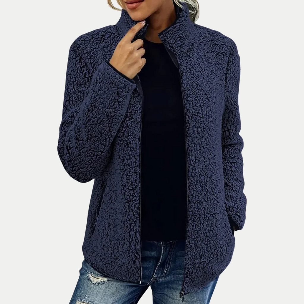 Solis | Women's Textured Fleece Jacket - Pattern Zip-Up Coat