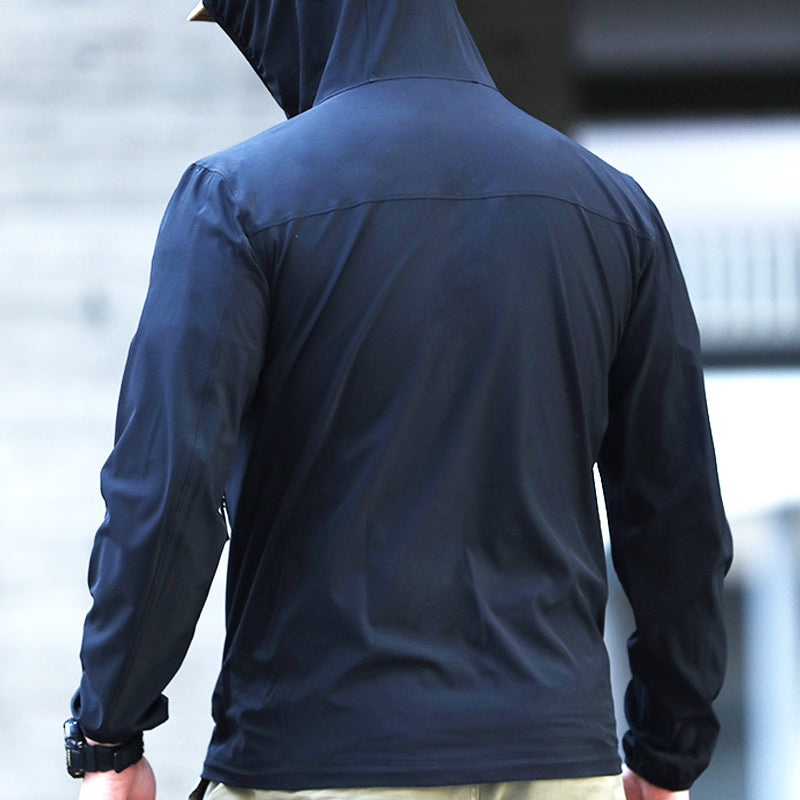 Virel | Tactical Hoodie for Men - UPF 50 Waterproof Stretch Lightweight Zip Outdoor Fit-Tactical Top-Navy blue-S-Camoufit