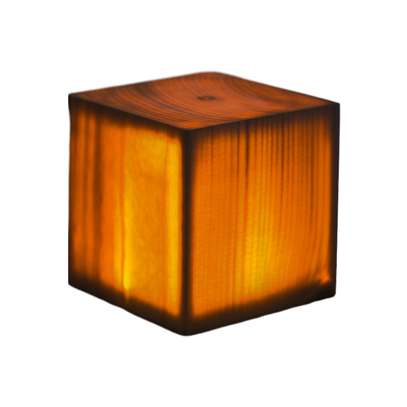 Wood-look LED rectangle lamp showing warm glow along the sides and top
