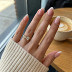 Alouette | Promise Ring for Women - Twin Heart Stone Gold Band Elegant Fit-Ring-Gold-5-Camoufit