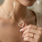 Vireya | Open Heart Necklace for Women - Sparkling Pendant Delicate Chain Elegant Fit-Necklaces-Gold-Camoufit