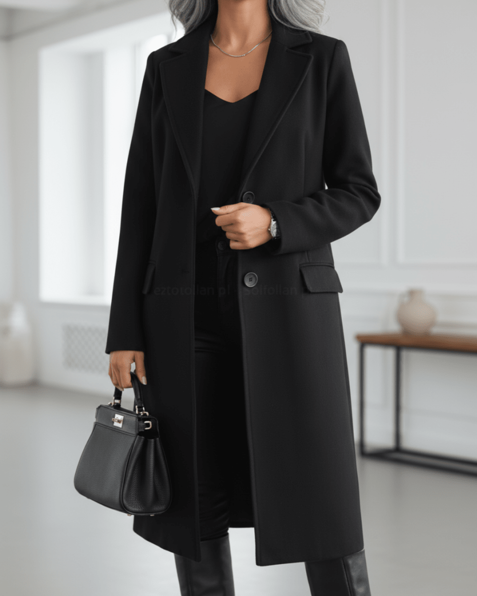 Umami | Women's Coat | Buttoned Front Layout Black