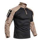 Ravello | Tactical Combat Shirt for Men - Quarter Zip Long Sleeve Sleeve Pocket Stretch Fit-Tactical Top-Khaki-S-Camoufit