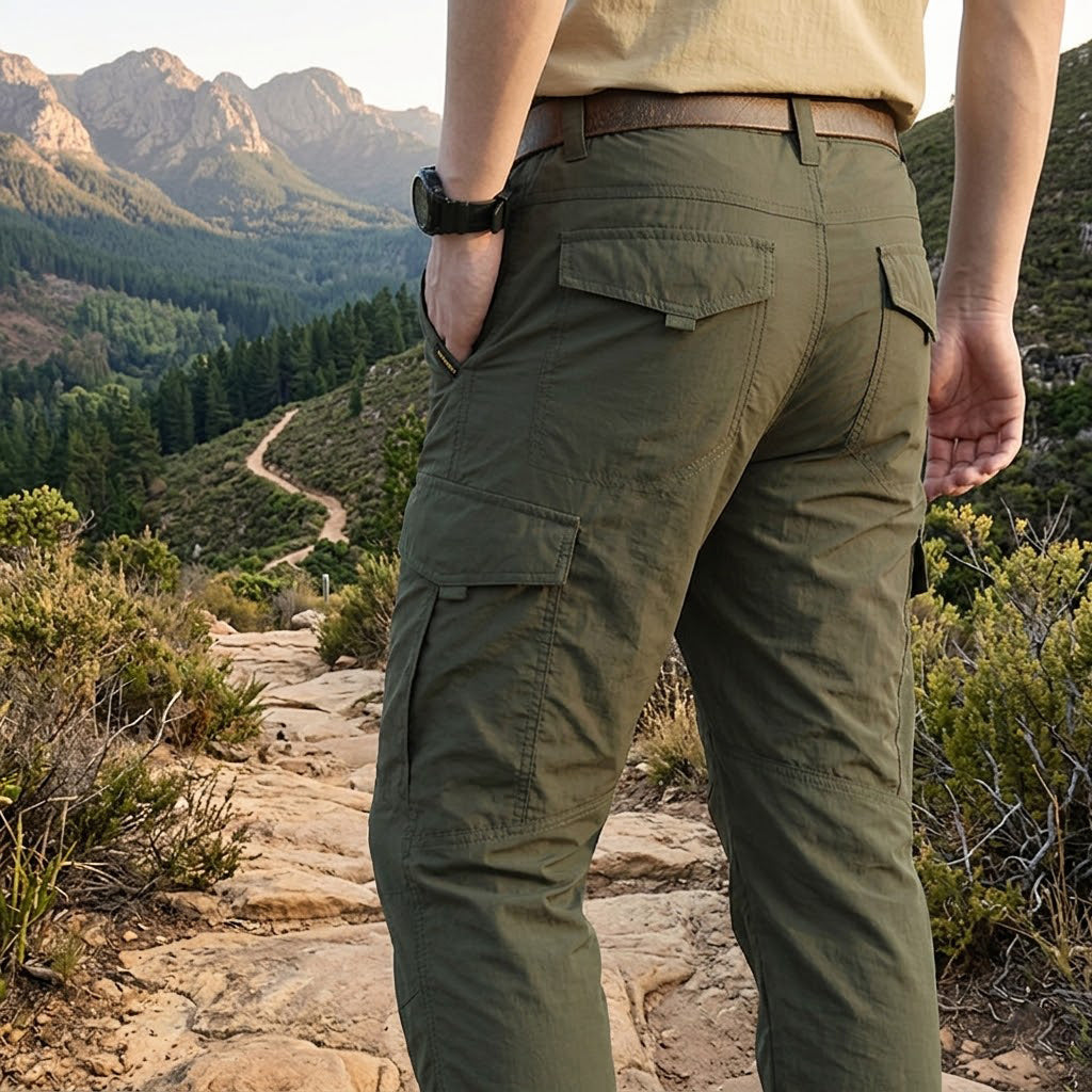 Valtor | Cargo Pants for Men - Lightweight Quick Dry Nylon Multi Pocket Slim Outdoor Fit-Tactical Pants-Black-28W/30L-Camoufit