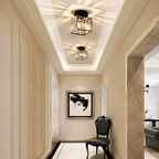 Modern Crystal Ceiling Lamp – Crystal Flush Mount Ceiling Light with Brass Fixture, Round or Square, Gold or Black – CrystalGlow