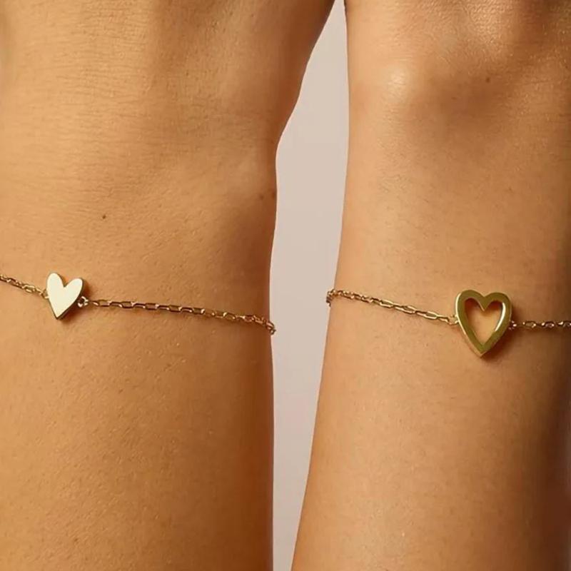 Celoura | Inspirational Bracelet for Women - Delicate Engraved Elegant Minimalist Fit-bracelet-Matching Hearts Set-Gold-Camoufit
