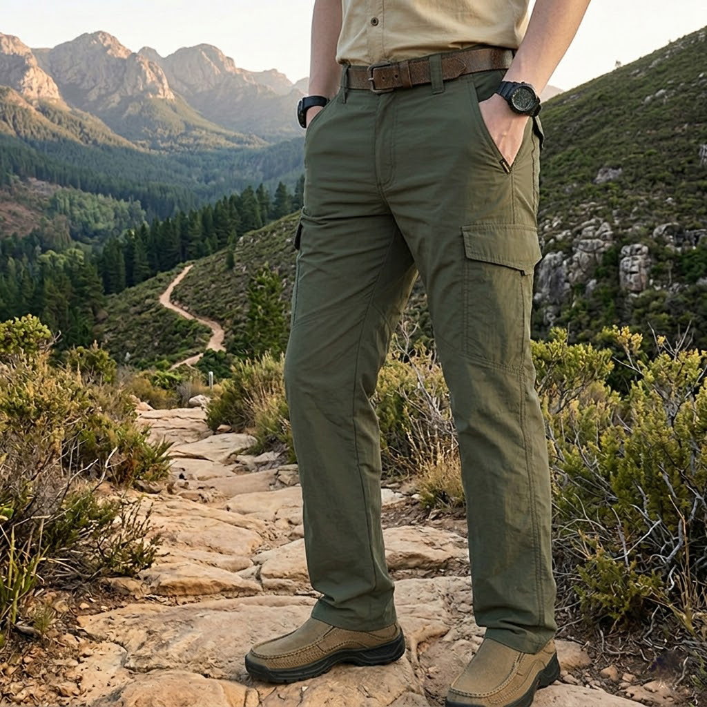 Valtor | Cargo Pants for Men - Lightweight Quick Dry Nylon Multi Pocket Slim Outdoor Fit-Tactical Pants-Black-28W/30L-Camoufit