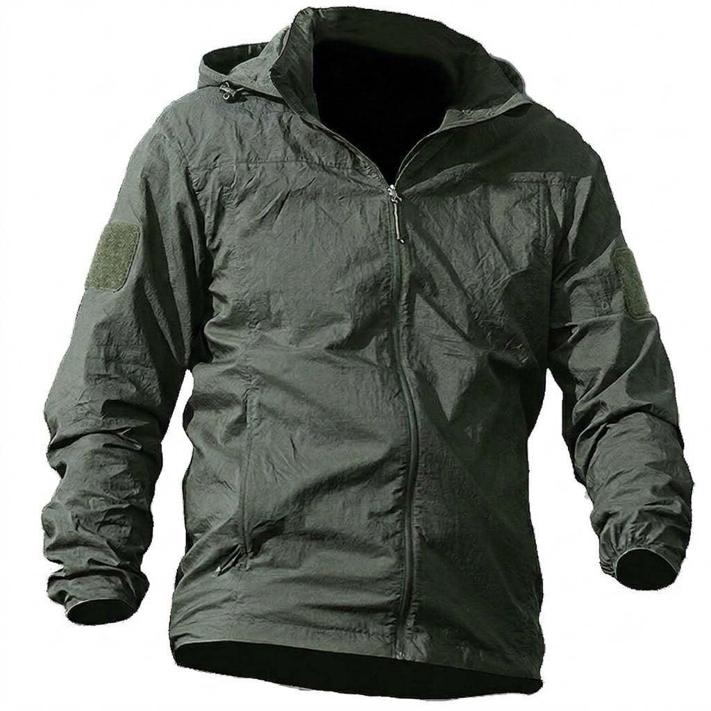 Toren | Quick Dry Shell Jacket for Men - UPF 50+ Hooded Lightweight Waterproof Outdoor Fit-Tactical Jackets-Army Green-S-Camoufit