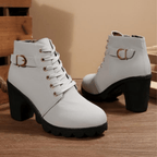 Mechi | Boots For Women | Lace Up Ankle Block Heel Gray