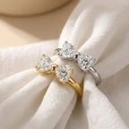 Alouette | Promise Ring for Women - Twin Heart Stone Gold Band Elegant Fit-Ring-Gold-5-Camoufit