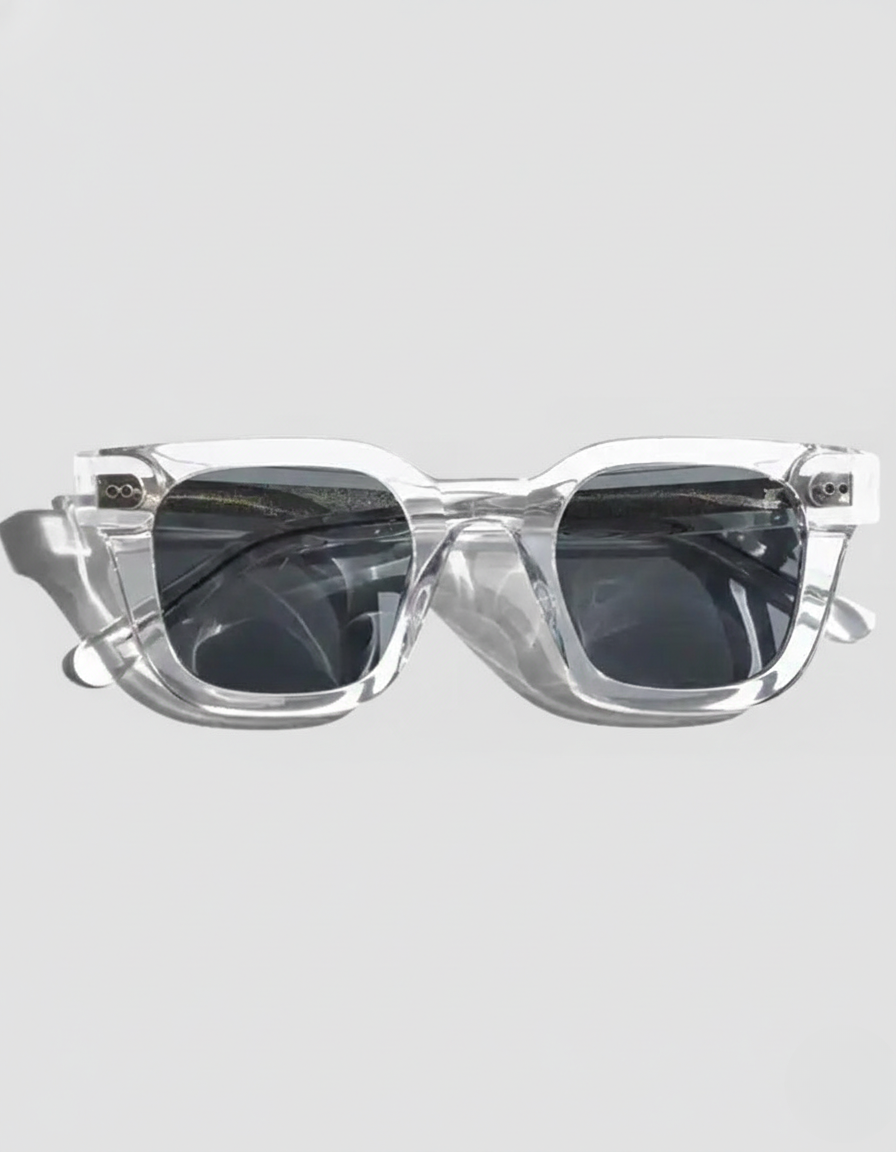 Norvin | Square Sunglasses for Men - Transparent Acetate Frame Tinted Regular Summer Fit-Men's Sunglasses-Transparant-Camoufit