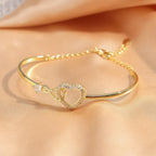 Novara | Infinity Heart Bracelet for Women - Crystal Interlocking Elegant Fit-bracelet-Gold-Camoufit