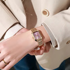 Rovina | Watch for Women - Gold Refined Link Bracelet Stainless Steel Elegant Everyday Fit-Watches-Pink-Camoufit