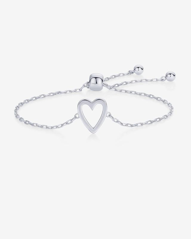 Celoura | Inspirational Bracelet for Women - Delicate Engraved Elegant Minimalist Fit-bracelet-Hollow Heart Single-Silver-Camoufit