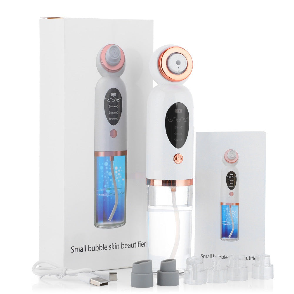 Hydrodermabrasion pore vacuum facial device set with attachments and charging cable