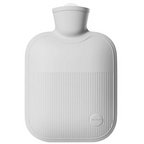 Large hot water bottle with ribbed soft cover, light gray, wide screw-top