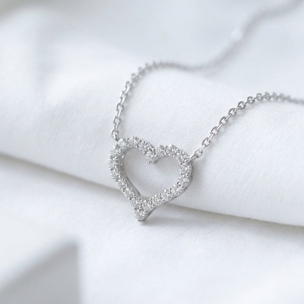 Vireya | Open Heart Necklace for Women - Sparkling Pendant Delicate Chain Elegant Fit-Necklaces-Gold-Camoufit